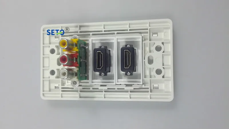 SeTo 120 тип один порт RCA AV аудио+ 2 порта HDMI панель настенная пластина гнездо Keystone Лицевая панель