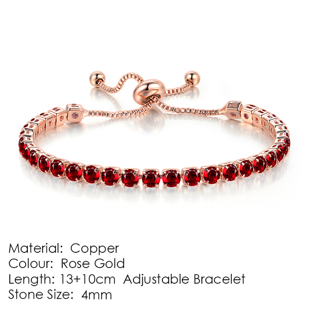 Luxury Adjustable Tennis Bracelets For Women Christmas Gift Rainbow Zircon Rose Gold Color Chain Jewelry Korean H056