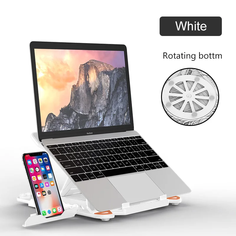 white rotating Желейная расческа кулер подставка для ноутбука 8 высоты регулируемый держатель для ноутбука рассеивающая тепло подставка настольная Складная портативная подставка для ноутбука - Цвет: white rotating