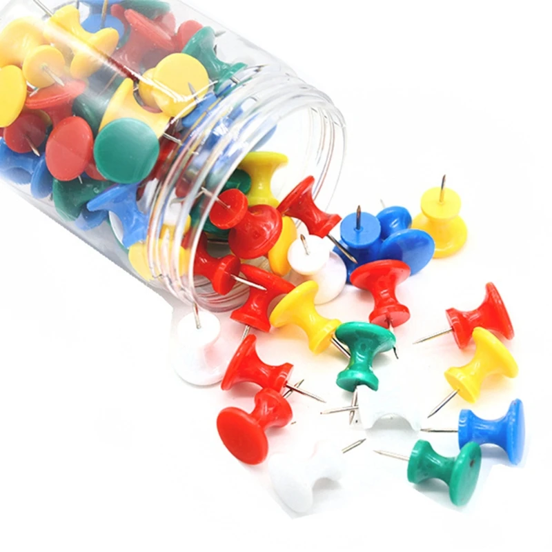 

60Pcs Large I-Shaped Colorful Pushpins Set Home Kindergarten Photo Wall Decors