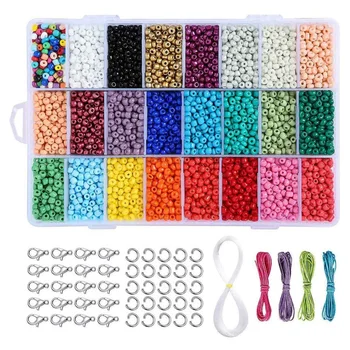 

7325 Pcs Glass Seed Beads, Small Craft Beads Assorted Kit with Organizer Box for DIY Bracelets, Jewelry Making 4mm Round, Hole 1