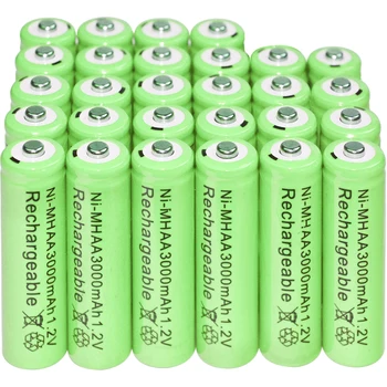 

20pcs AA 1.2V 3000mAh NiMH 1.2v Rechargeable Batteries Green battery Garden Solar Light LED flashlight torch