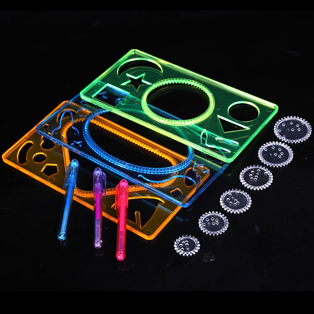 

18pcs/set Stationary Supplies Children Geometric Ruler Spiral Art Students Drafting Tool Kids Gift Template Multifunctional