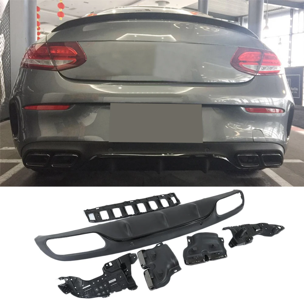Автомобильный задний бампер диффузор спойлер для Mercedes Benz W205 купе 2-дверный C200 C300 C43 бампер AMG- с выхлопная система