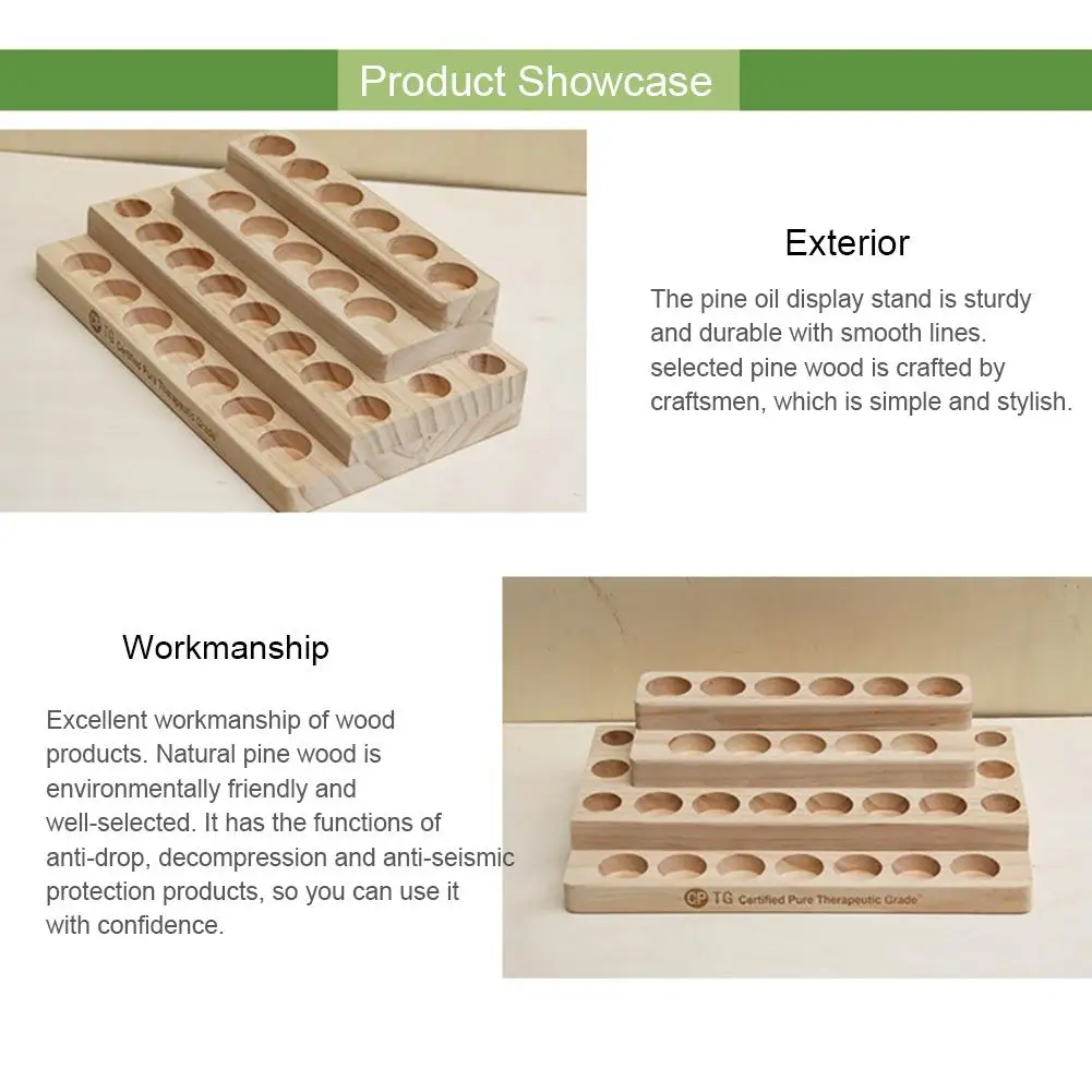 Модные 30-Hole ступенчатые 4-многослойные деревянные эфирные лоток для масла ручной работы натуральный деревянный стеллаж для выставки товаров демонстрационная станция 3*2,2*2,4 см
