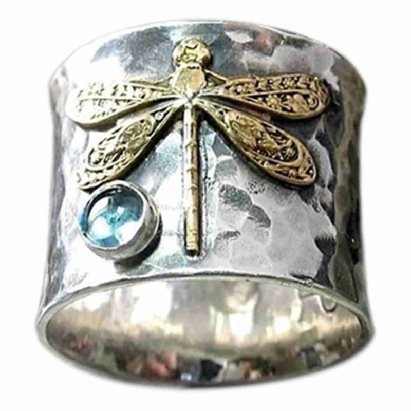 Vintage Dragonfly Ring For Women Boho Style Jewelry Punk Gothic Party Jewelry Gift