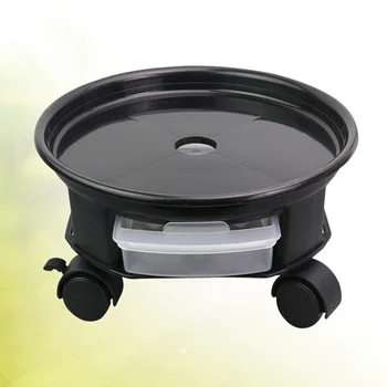 

30cm Round Flower Pot Trays Removable Universal Bottom Wheel Foundation Plant Flower Pot Base with Storage Drawer for Home (Blac