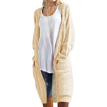 

Women's Fashion Casual solid long sleeve pockets 2020 New Autumn and Winter Oversized Clothing Knitted Cardigan Clothes coat