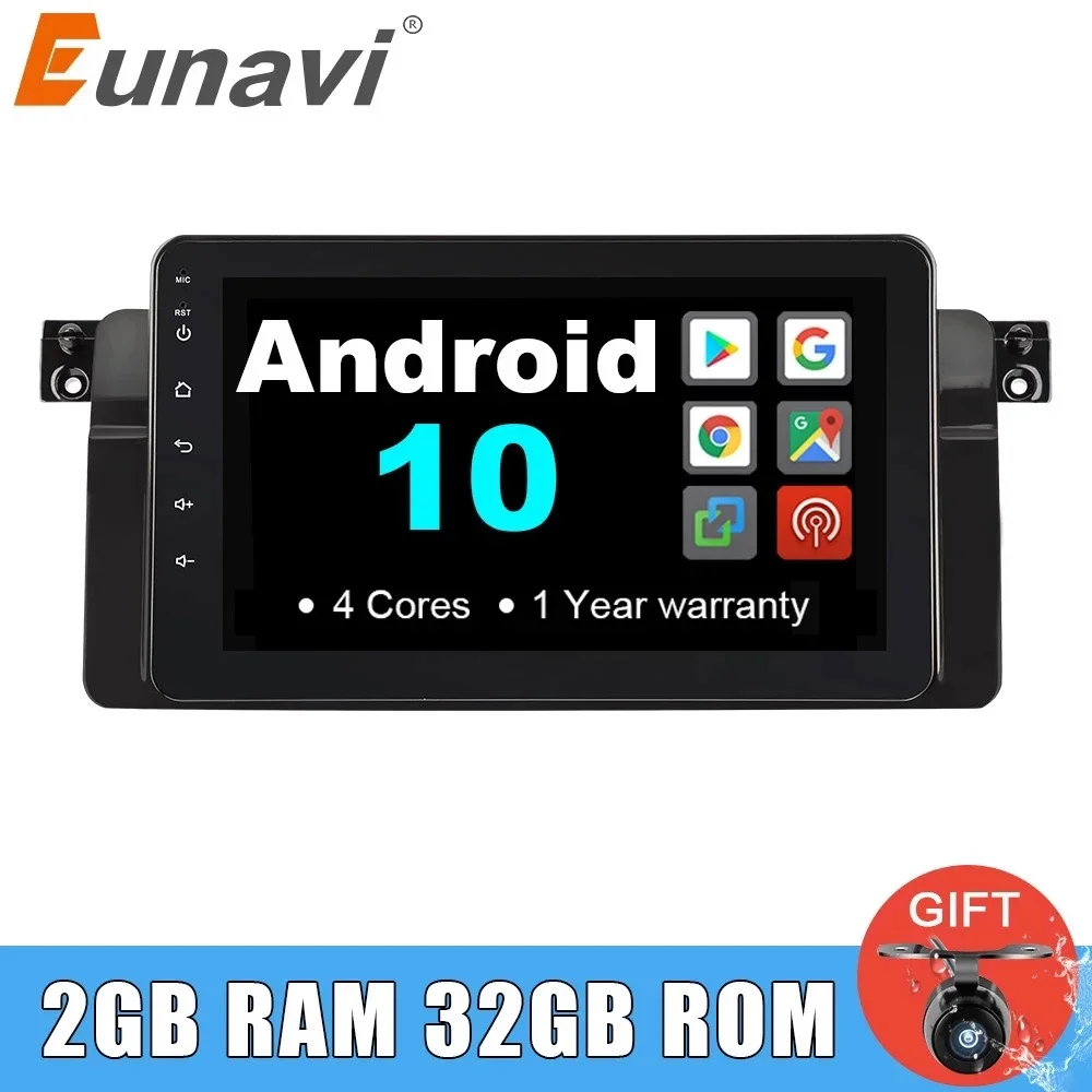 Eunavi Android 10 Car multimedia Radio Player for BMW E46 M3 318i 320i 325i Navigation GPS 1 din autoradio Stereo RDS NO DVD