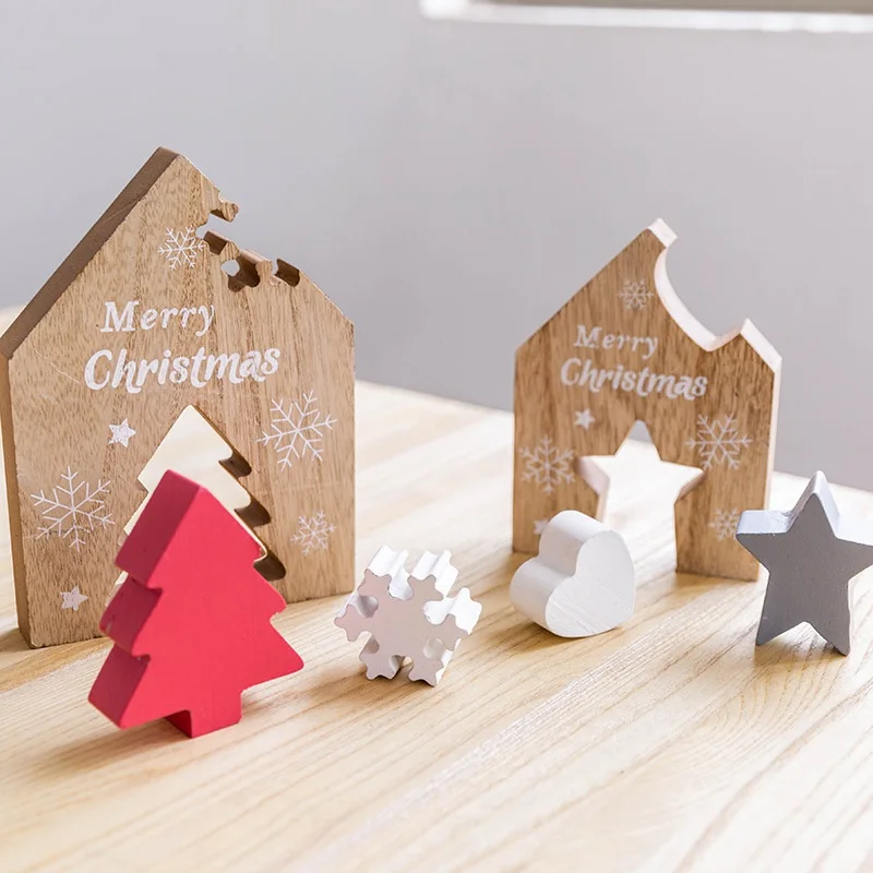 

Wooden Christmas Decoration For Home Splice Deer Xmas Ornaments Kids Gift for Home Christmas Party Decorations
