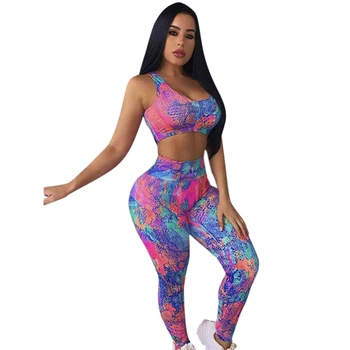 

Women's Two Piece Set Summer Fashion Vest Trousers Back Hollow Tie-Dye Casual Sports Yoga Clothes S