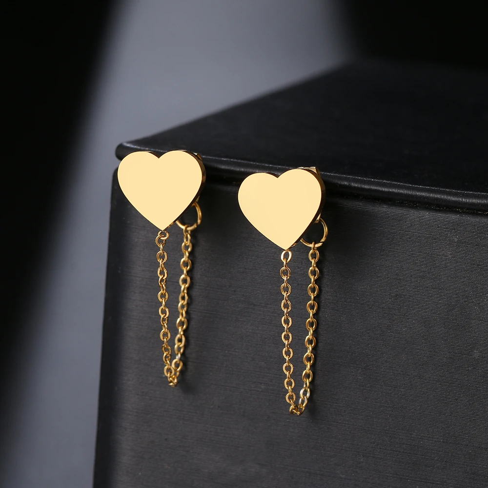 Dangle Earrings Crystal Earrings Long Earrings Crystal Tassel Earrings Ear Loops Jewelry Stainless Steel Earrings Trend Sweet Simple Cute heart shape Fashion Tassel Chain Earrings For Women Jewelry Friends Gifts