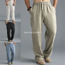 Pantalones de pierna ancha para hombre, ropa tipo tradicional de lino Tang, de estilo chino, Bruce Lee, kung-fu, Wushu