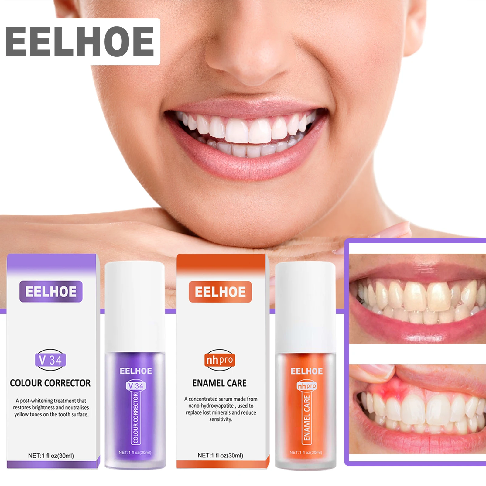 EELHOE Teeth Whitening Essence Serum Powder Cleansing Remove Plaque