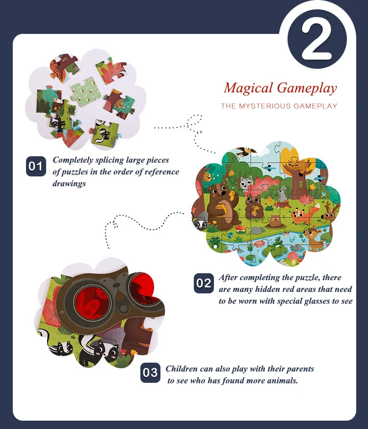 MiDeer 35 шт. детские головоломки детские исследовательские головоломки соответствия секретные очки мультфильм игрушка от 3 до 6 лет подарки