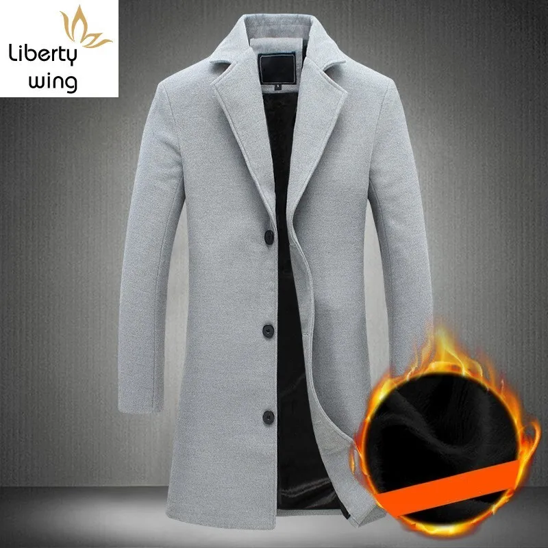 

Мужская шерстяная однобортная куртка средней длины, с длинным рукавом и флисовой подкладкой