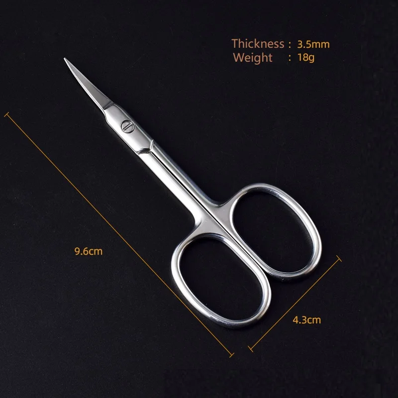 LIZY Eyelash Scissors Sharp Head 3.5mm Thick Stainless Steel Curved Nose Hair Beard Facial Scissors Eyebrow Cosmetic Makeup Tool 3