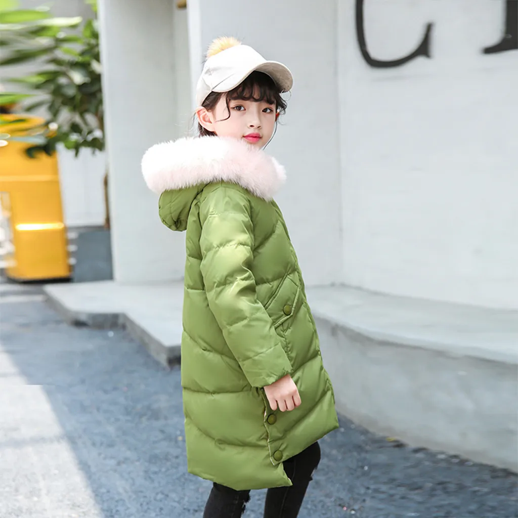 SUNNY Store Winter Solid Coat Cloak Jacket Boys Girls Thick Warm Hoodie Outerwear