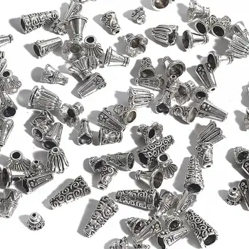 

Hot Sale 10Pcs/Lot Mix Size Hole 2-4mm Alloy Beads Fringed Hat Spacer Silver Plated Spacer Beads For DIY Jewelry Making Bracelet