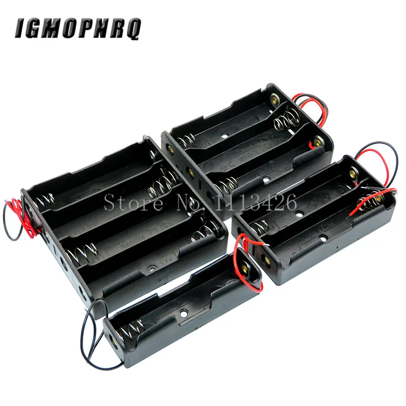 Black Plastic 1x 2x 3x 4x 18650 Battery Storage Box Case 1 2 3 4 Slot Way DIY Batteries Clip Holder Container With Wire Lead Pin |