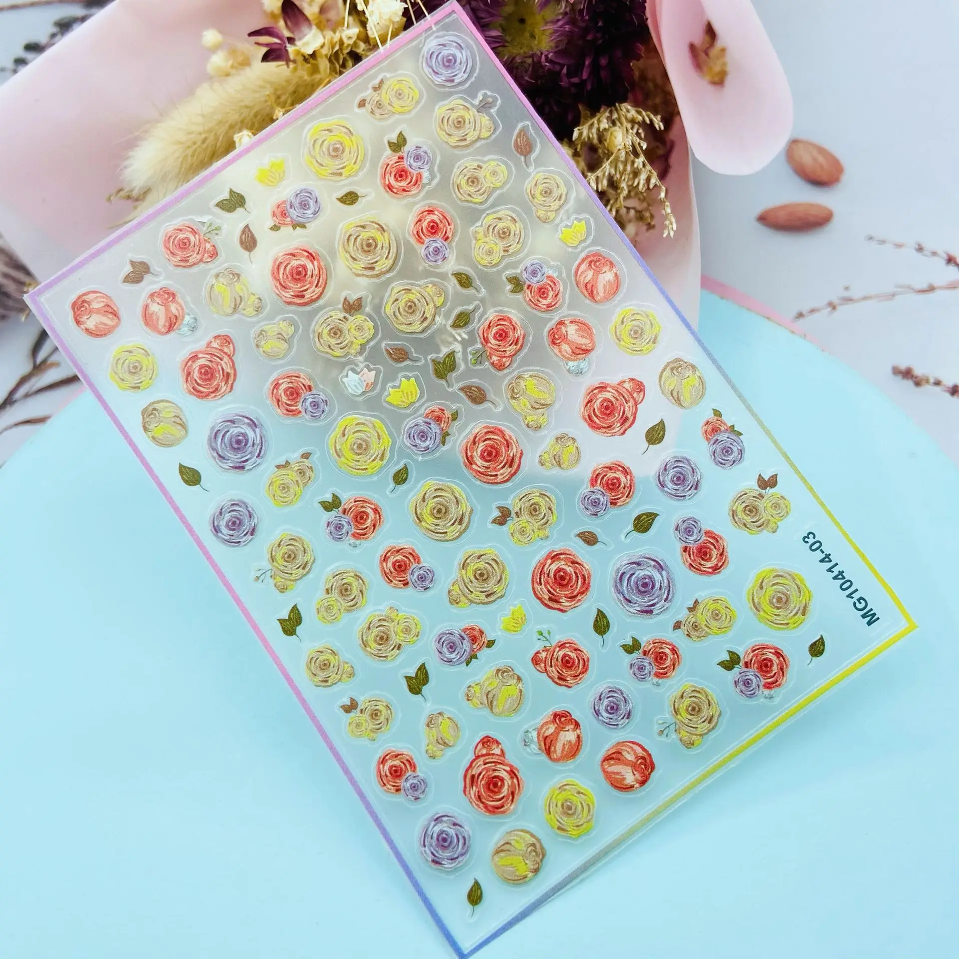

Japanese Style New Technology Transparent Texture Plain Nail Stickers Flowers Thin High Viscosity Glue Nail Decals Manicure Girl
