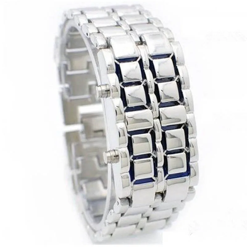Lava Iron Samurai Men's Watch Luxury Stainless Steel Band LED Watches Date Hour Punk Bracelet Sport Wristwatches reloj hombre