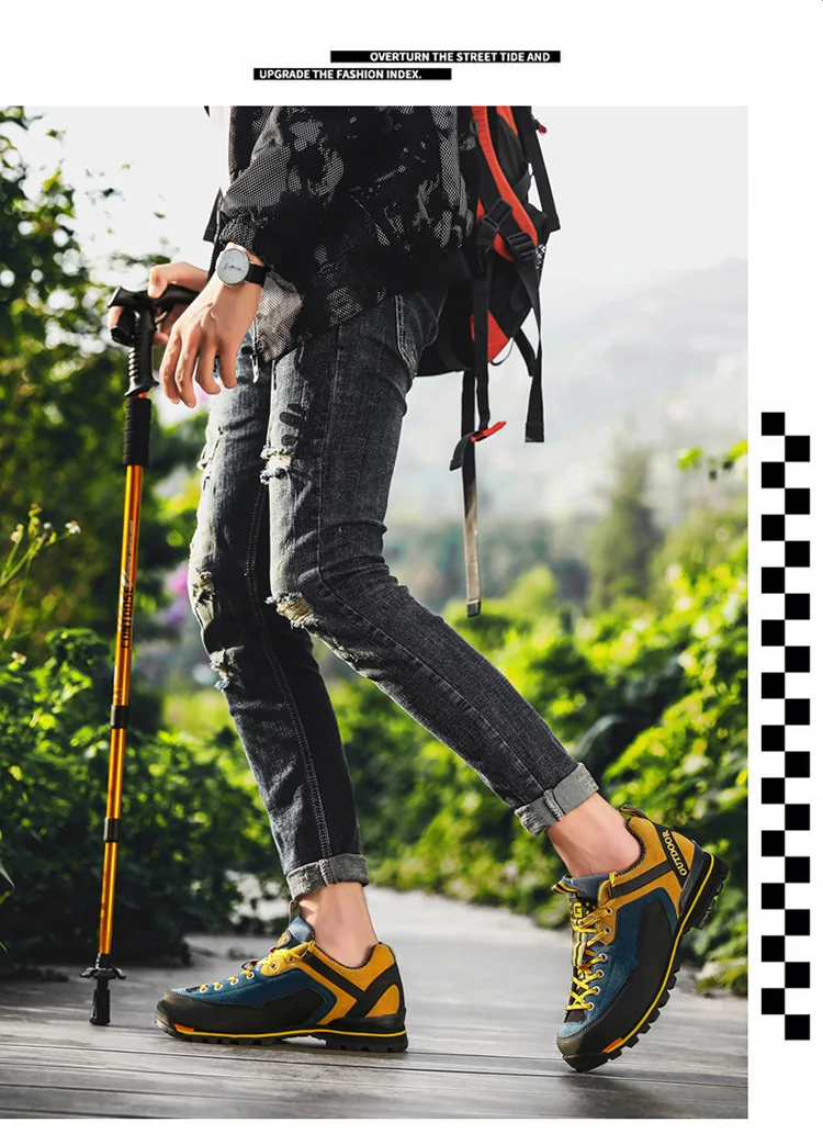 Men Leather Casual Shoes Outdoor Non-slip Waterproof Leather Sneakers Hight Quality Male Hiking Sport Shoes Men Running Shoes 47