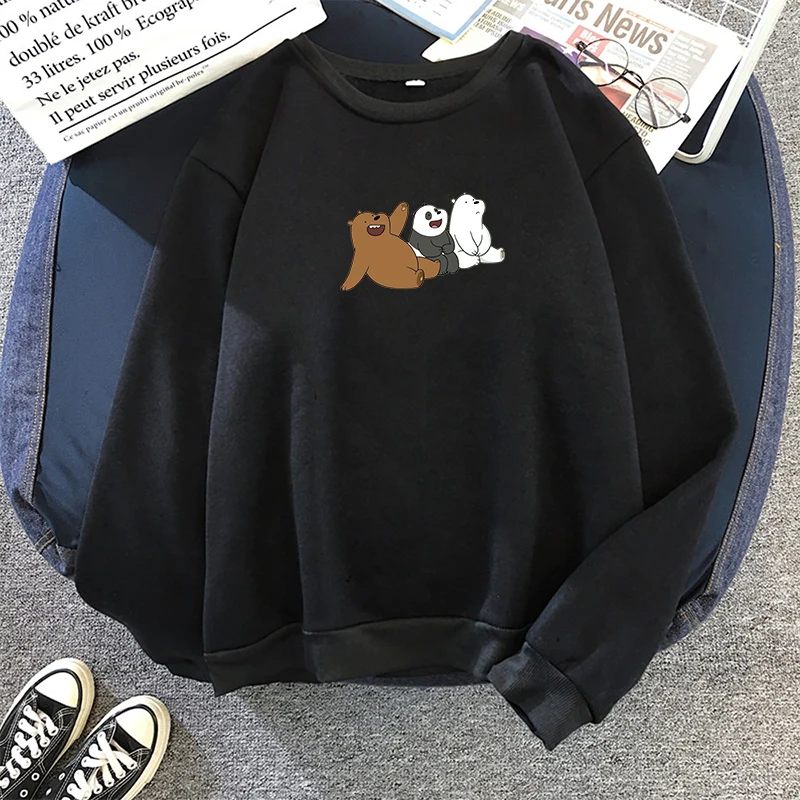 Зимние милые толстовки с принтом медведей, топы плюс бархатные свитшоты, пальто для женщин, длинный рукав, зимний уличный сверхразмерный Полерон