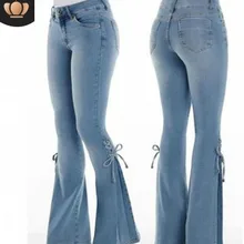 WENYUJH, женские джинсы, повседневные, тонкие, тянущиеся, джинсы с талией, негабаритные, длинные, расклешенные, брюки, светильник, синие, широкие, брюки для женщин