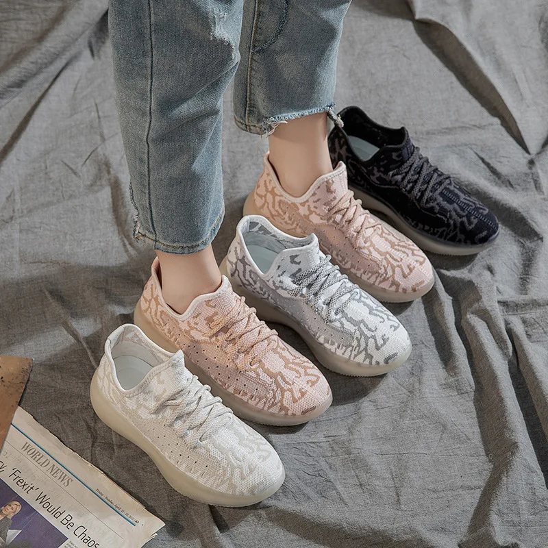 

INS Super Fire Athletic Shoes Women's 2020 Spring New Style Versatile Fly Woven Running Shoe Korean-style Students Coconut Shoes