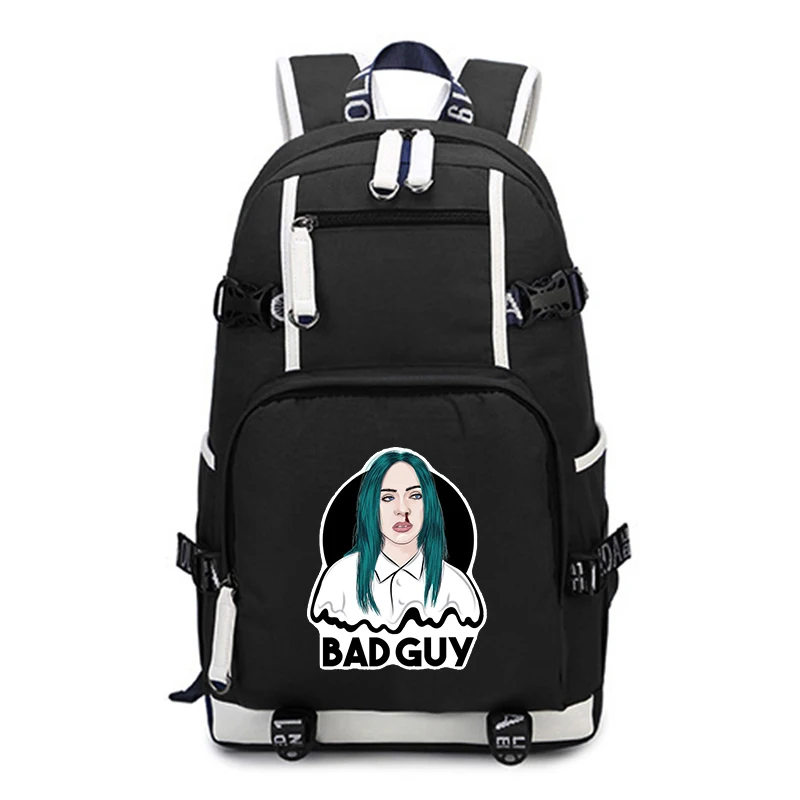1 Холщовый Рюкзак Mochila Billie Eilish школьные сумки для подростков женщин и мужчин рок-мешок большой емкости удобный рюкзак для путешествий портфель - Цвет: 1