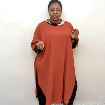 

Traditional African Clothing Oversized Loose Casual Fashion Sequined Sequins Solid Dashiki Dress Kanga Bazin Plus Size Clothes