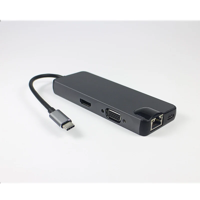 

TYPE-C TO HDMI 8 in 1 USB-C HUB 4K HD Converter with Network Card TF/SD Reader