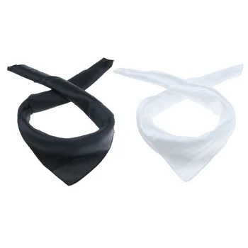 

2x Women Square Silk Satin Neck Head Scarf Handkerchief Neckerchief Headwraps 60x60cm Neck Scarf Black White