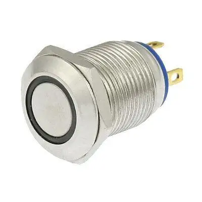 

DC 3V Blue LED Light NO 12mm SPST Momentary Stainless Round Push Button Switch