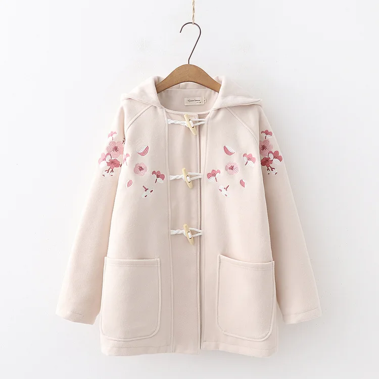 

Winter New Style Toggle Overcoat Women's Japanese-style Loose-Fit Hipster Student Mid-length Woolen Jacket S25182