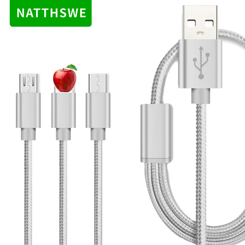 Silver 2 NATTHSWE 3 в 1 кабель для передачи данных Micro usb type-C кабель для быстрой зарядки для iPhone X 8 7 6 iPad samsung Android Phone - Цвет: Silver 2
