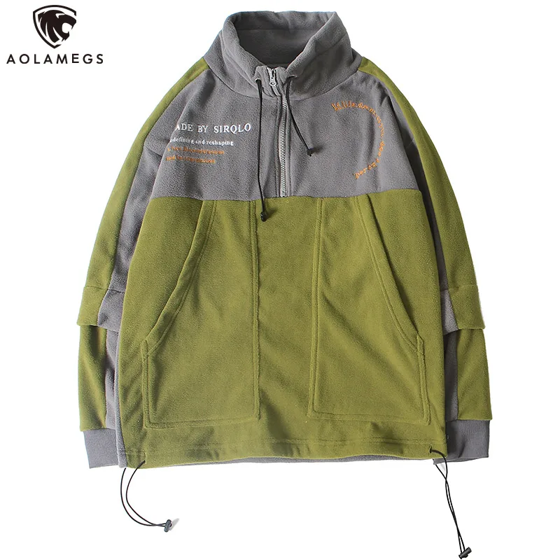 

Aolamegs Sweatshirt Men Patchwork Color Men Pullover High Street Advanced Tracksuit Loose Simple Style Casual Streetwear Autumn