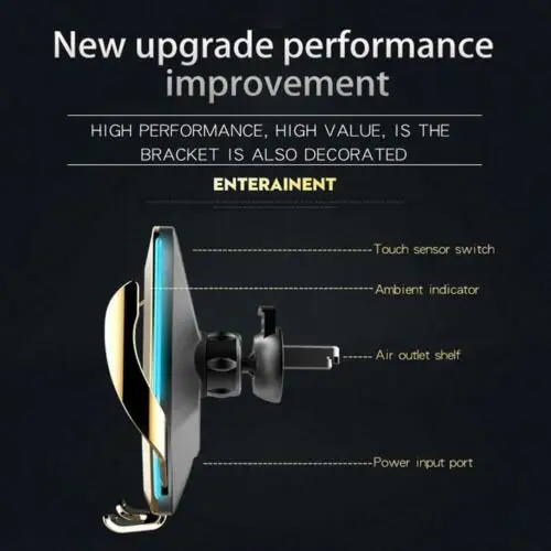 P10 10 Вт Qi Беспроводное Автомобильное зарядное устройство для iPhone XS X 8 Led беспроводная Быстрая зарядка автомобильный держатель телефона для samsung S8 S9 S10 huawei