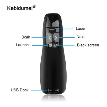

kebidumei handheld R400 Wireless Presenter Receiver Pointer Case Remote Control with Red Laser Pen Black Arrival comfortable