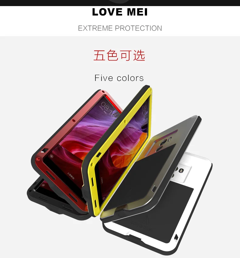 Защитный чехол Love Mei, водонепроницаемый чехол, для Xiaomi mi Mix 2, корпус, металлическая подставка, противоударный чехол для Xiaomi mi x 1