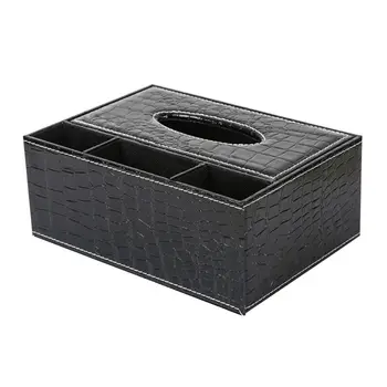 

Multifunction PU Leather Pen Pencil Remote Control Tissue Box Holder Desk Storage Box Container (Black 3)