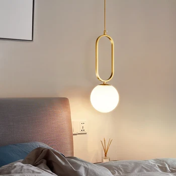 

Modern Pendant Lights Fixture Golden Glass Ball Hanging Lamps Luminaire Suspension Drop Lighting Bedside Kitchen Bedroom Decor