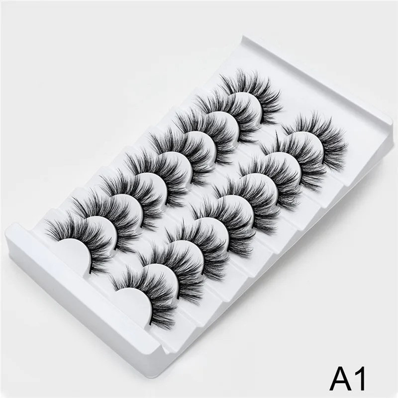 A1 2/5/8 стержень пар Eyelashs натуральных длинных 3D накладные ресницы из норки Толстая ручной работы накладные ресницы объем мягкая норка Искусственные ресницы ресниц - Цвет: A1