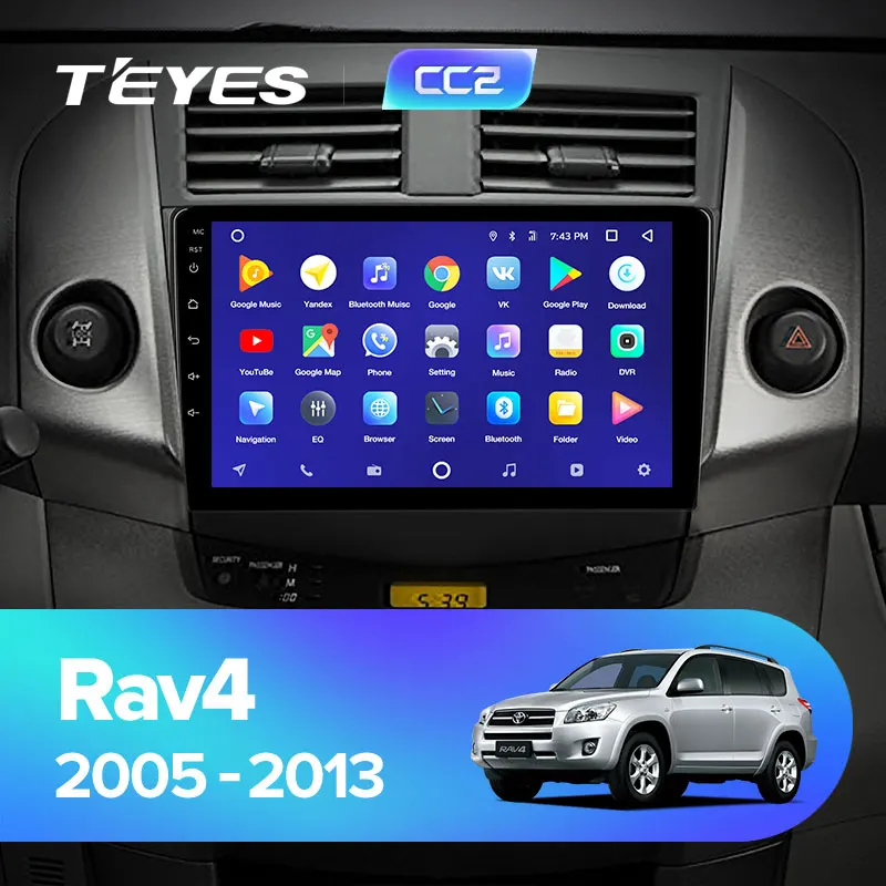 TEYES CC2 Штатная магнитола для Тойота РАВ4 3 XA30 Toyota RAV4 3 XA30 2005 2006 2007 2008 2013 Android 8.1, до 8-ЯДЕР, до 4+ 64ГБ 32EQ+ DSP 2DIN автомагнитола 2 DIN DVD GPS мультимедиа автомобиля головное устройство