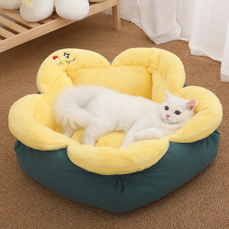 

Новинка, коврик для кошачьей кровати с цветами, плотная уютная кровать для кошек, щенков, Солнцезащитный теплый сверхмягкий плюшевый домашний коврик для кошек, товары для домашних животных