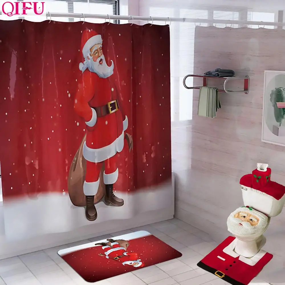 QIFU Santa Claus Toilet Seat Merry Christmas Decorations for Home Noel Navidad 2019 Happy New Year 2020 Cristmas Decor Xmas Deco