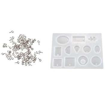 

1000 Stems Silver Pendant Pitons Screws 8X4mm & 1x 12 Designs Silicone Mold Pour DIY Resine Jewelry Necklace Pendant