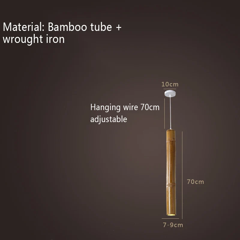 Chinese Style Bamboo Tube Pendant Lights Lighting Cylinder Pendant Lamp Dining Living Room Restaurant Home Decor Hanging Lamp - Цвет корпуса: 7.9cmx70cm