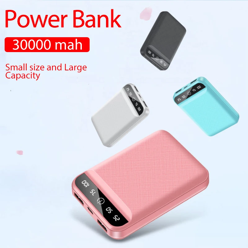 

High Capacity 30000 MAh Mini Power BankFor All Mobile Phone Portable 2 USB Ports External Battery Poverbank Freeshipping